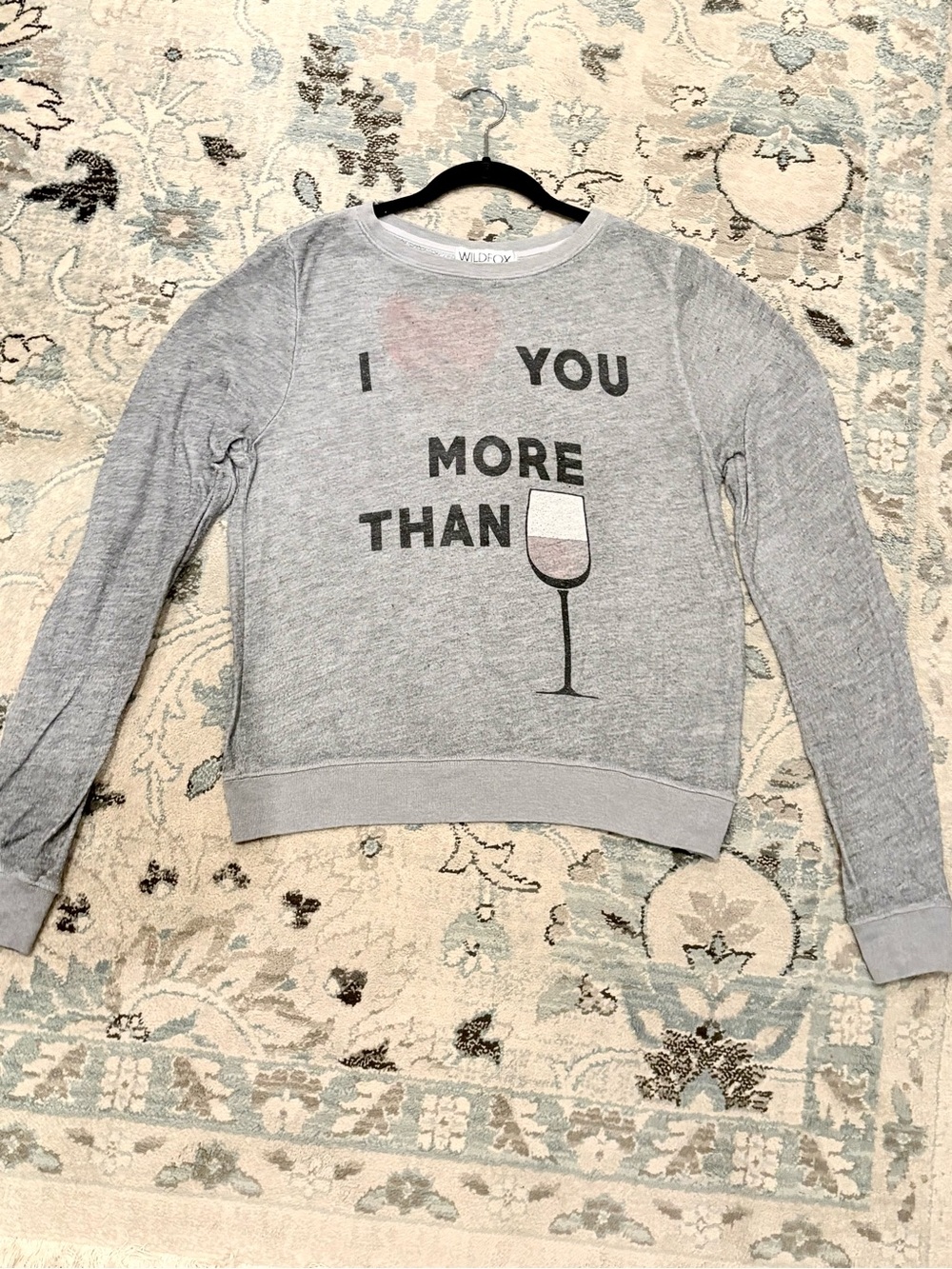 Gray Sweatshirt "I (heart) You More Than" Wine Graphic